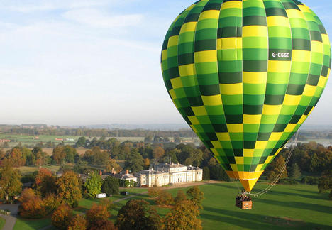 Shugborough Hall from a hot air balloon