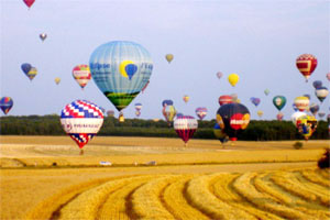 Mass balloon flight over Oxfordshire countryside